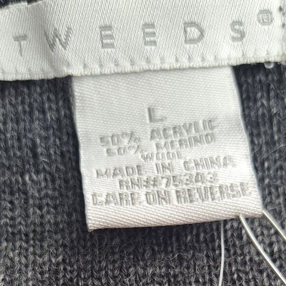 Tweeds Women Grey Knit Sweater Dress Merino Wool Blend 3/4 Sleeves Scoop Neck L - Picture 7 of 8